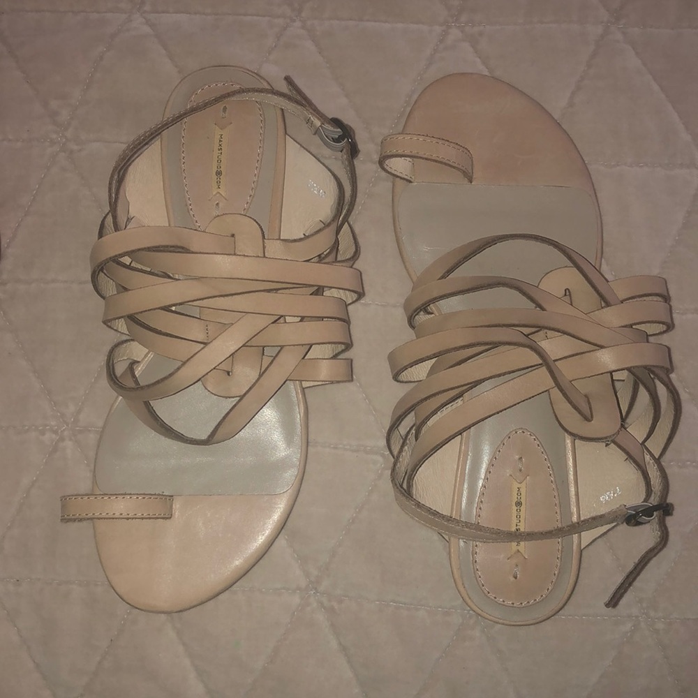 MaxStudio Cream Strappy Sandals